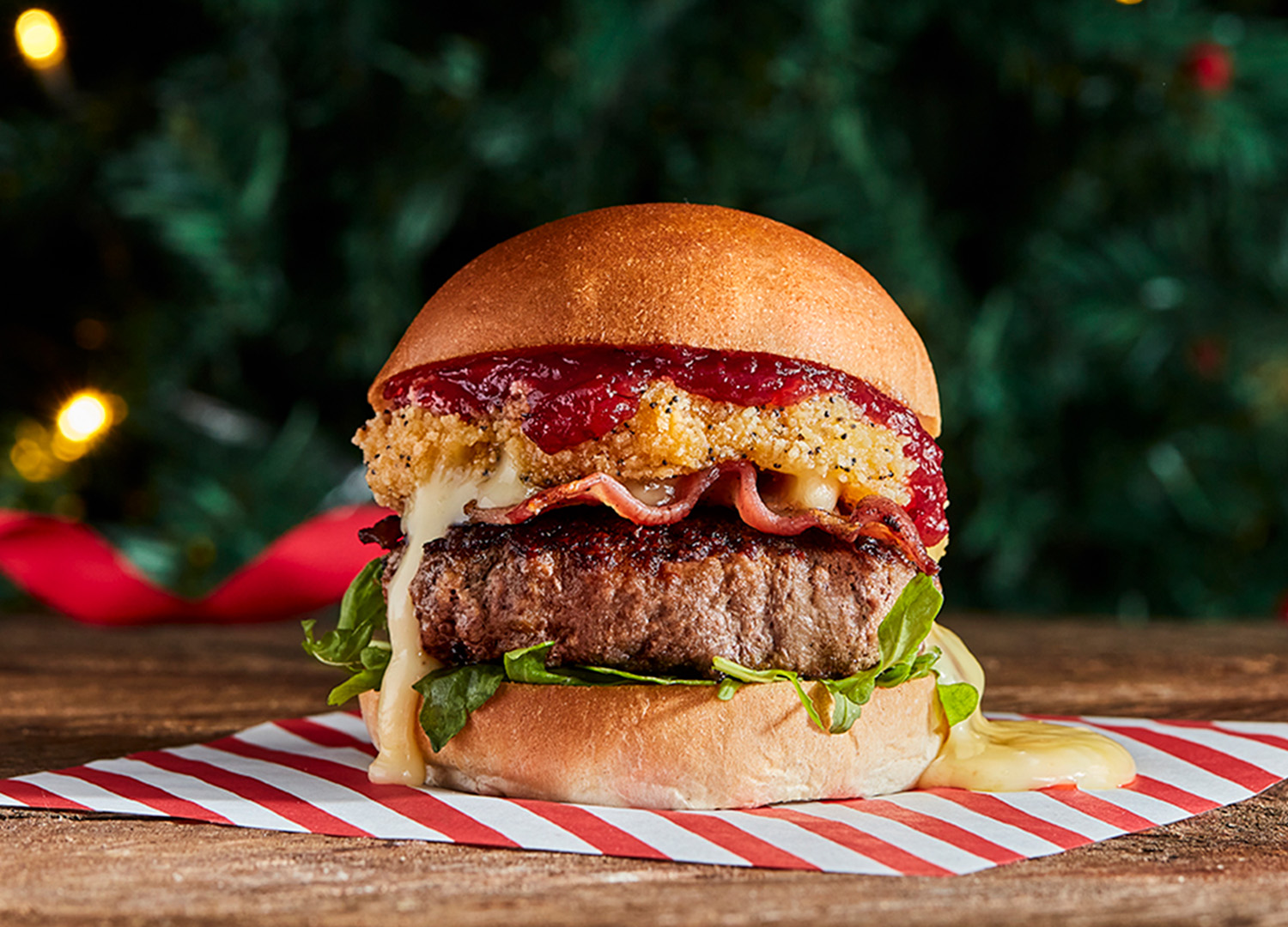 Camembert beef christmas burger