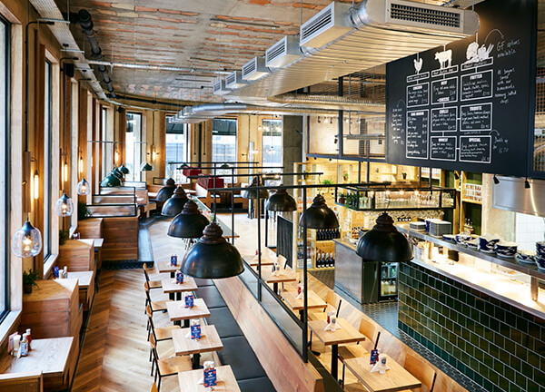 View of bottom section inside Honest Burgers Reading