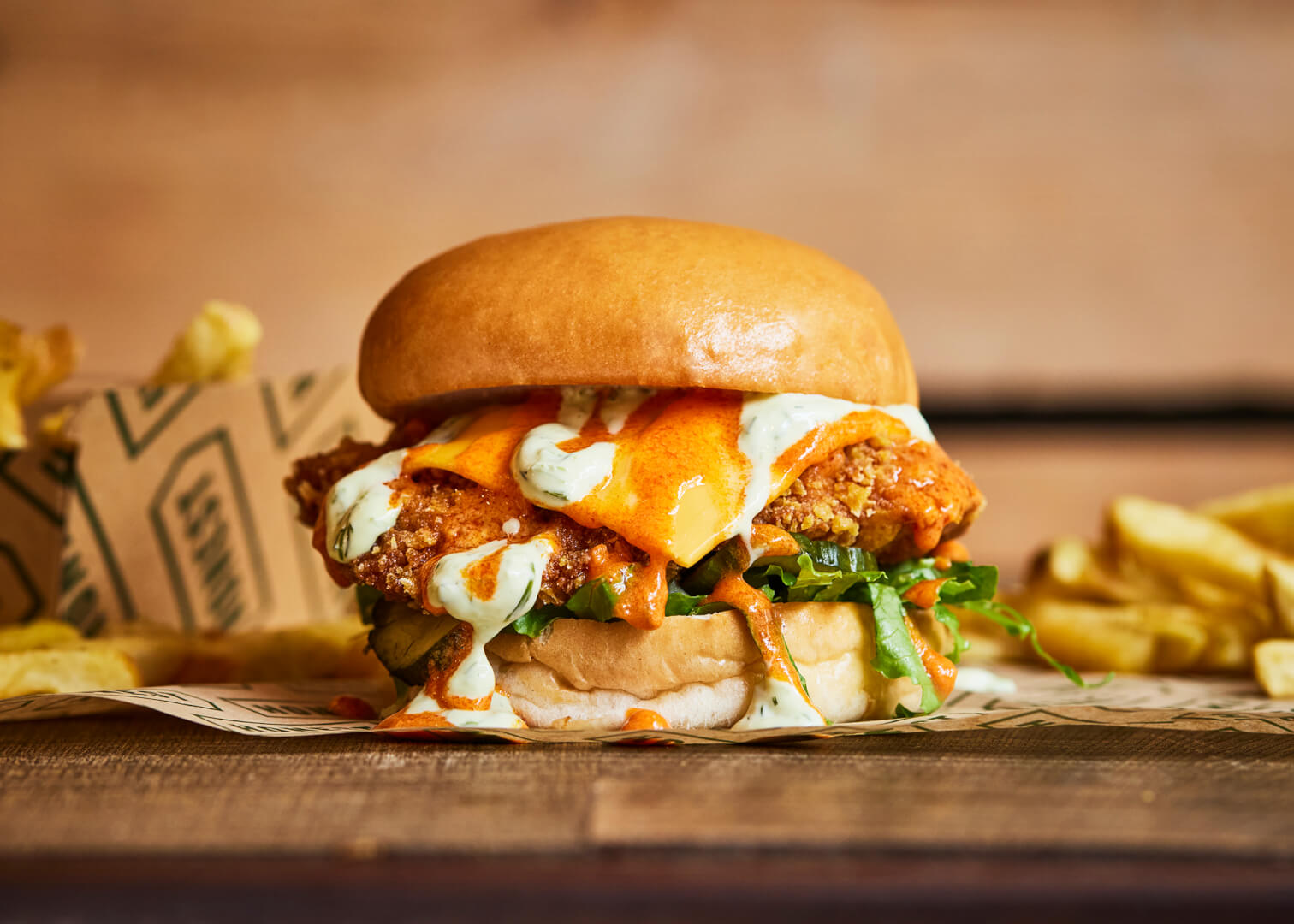 Buffalo Fried Chicken Burger