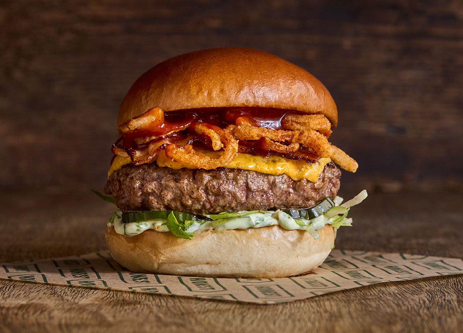 Southbank's beef burger with crispy onions