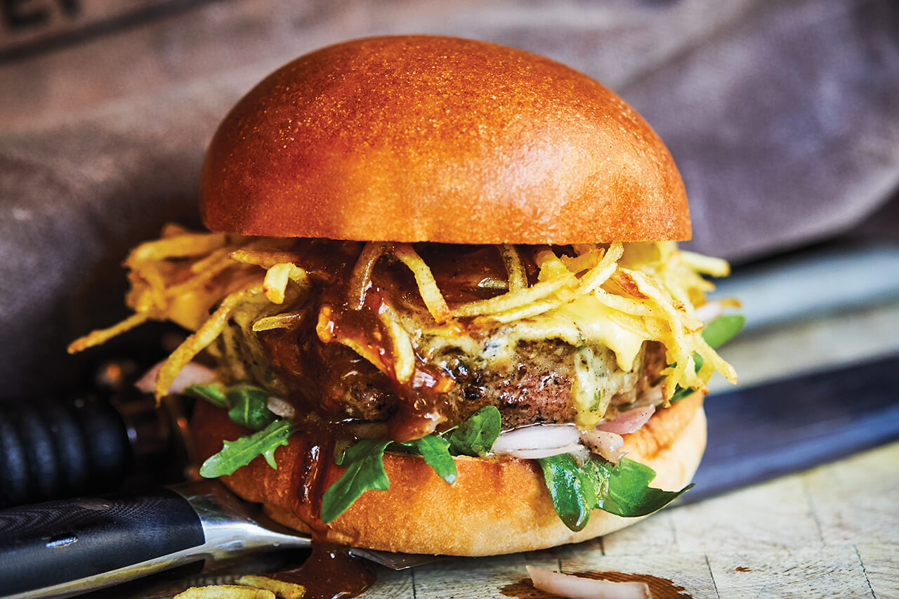 beef burger with Waterloo cheese