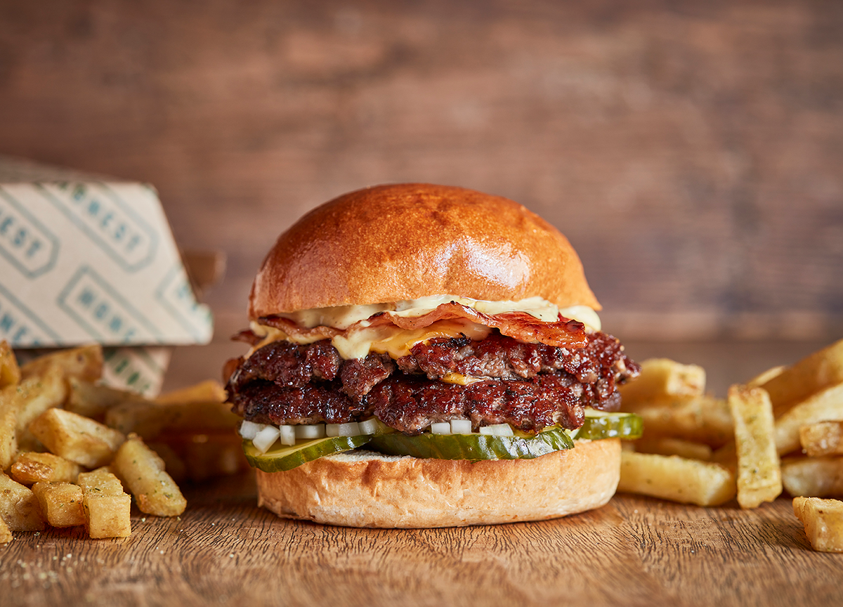 Smashed double bacon cheeseburger