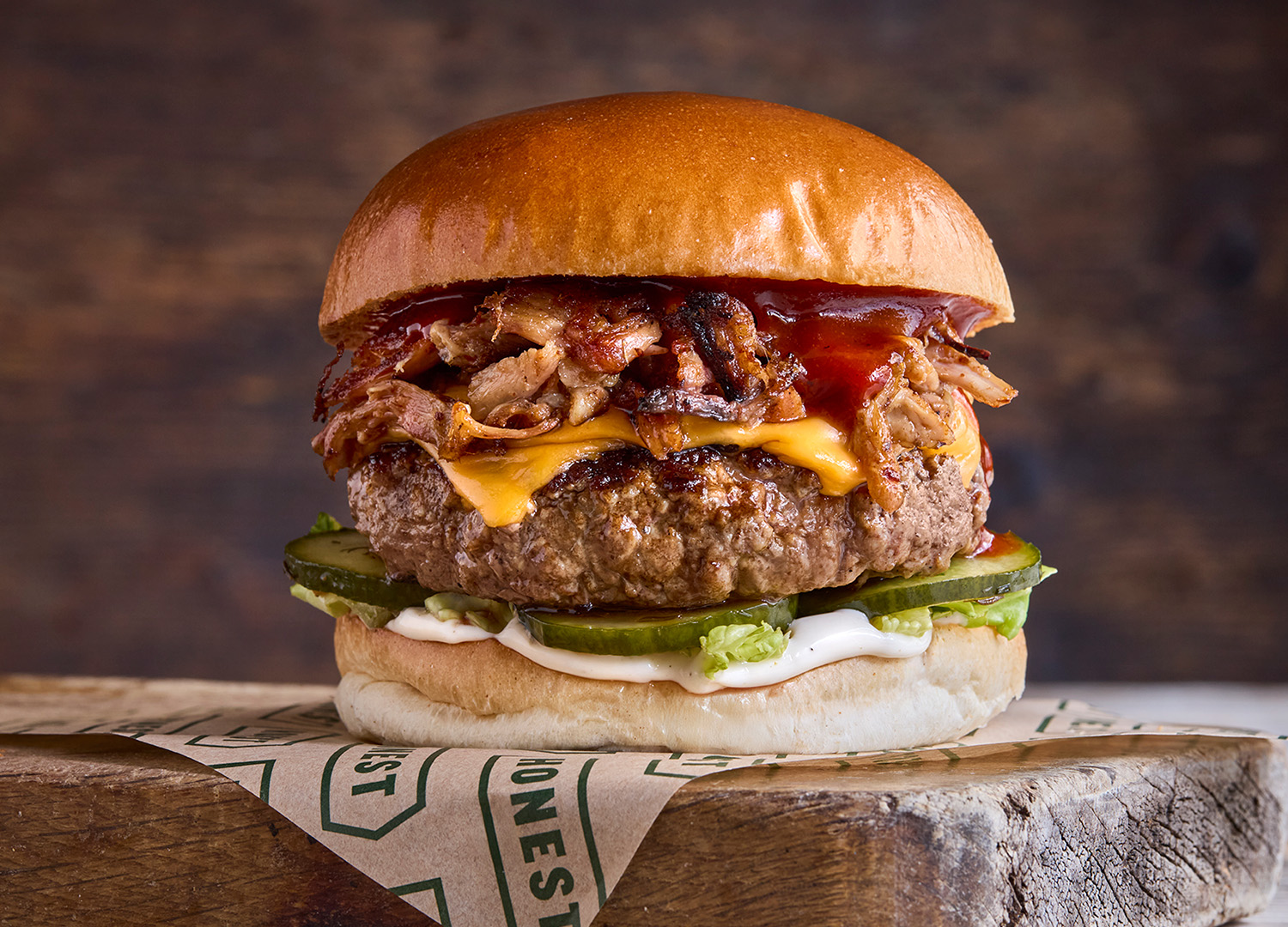 Old Street Local burger with crispy onions