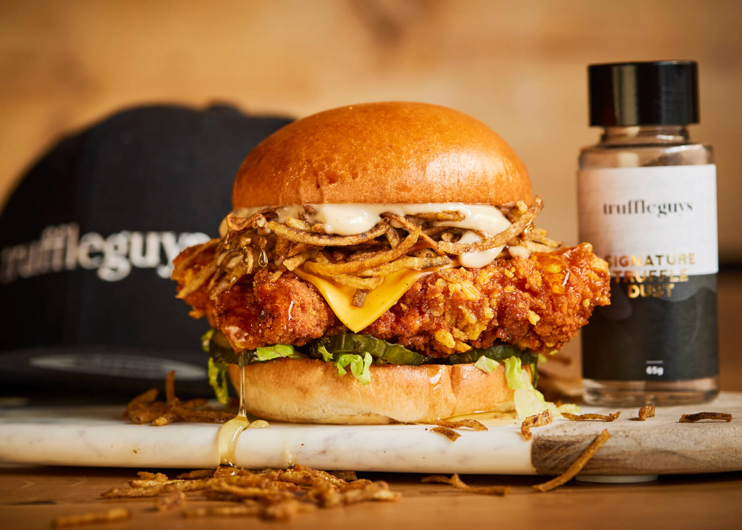 Truffle fried chicken burger