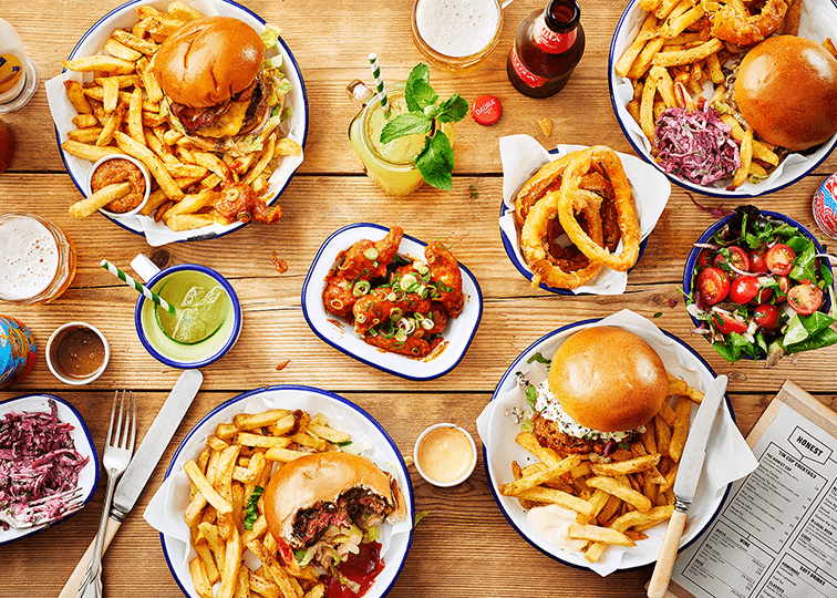 Burgers on the table