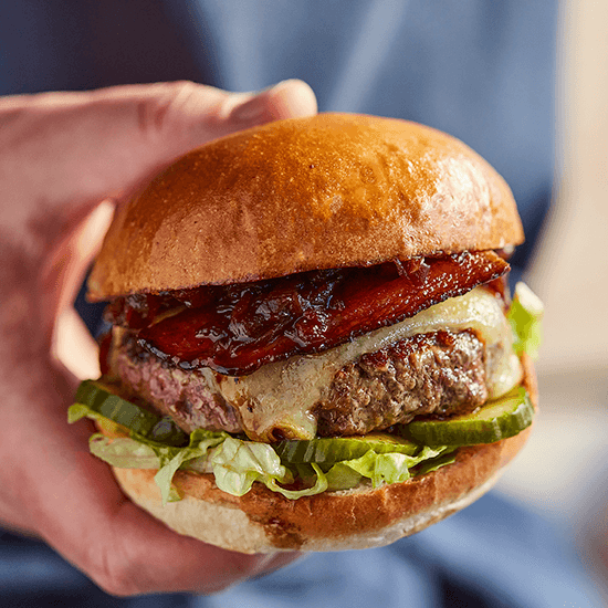 Honest burger in hand