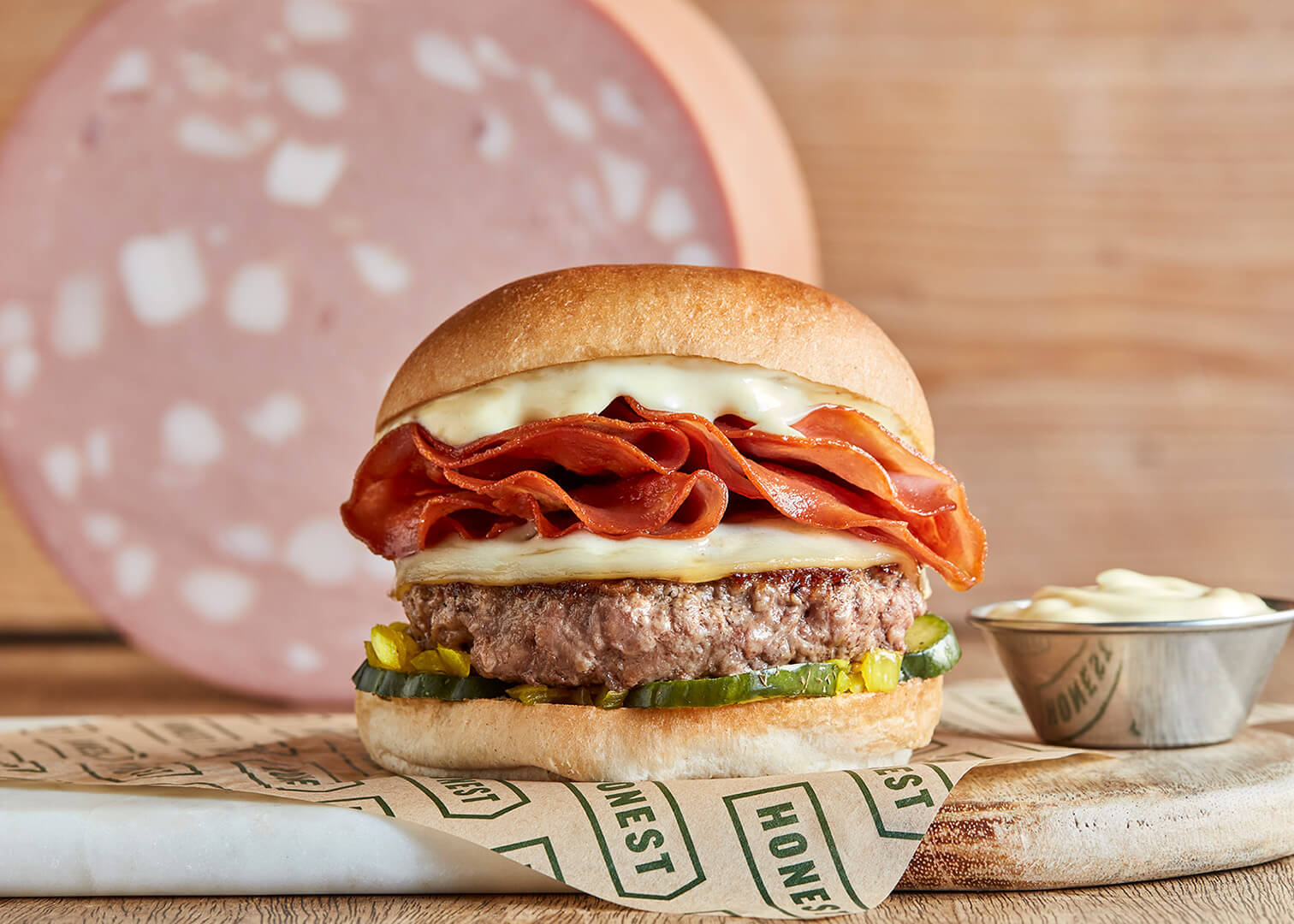 New York Deli burger with mortadella