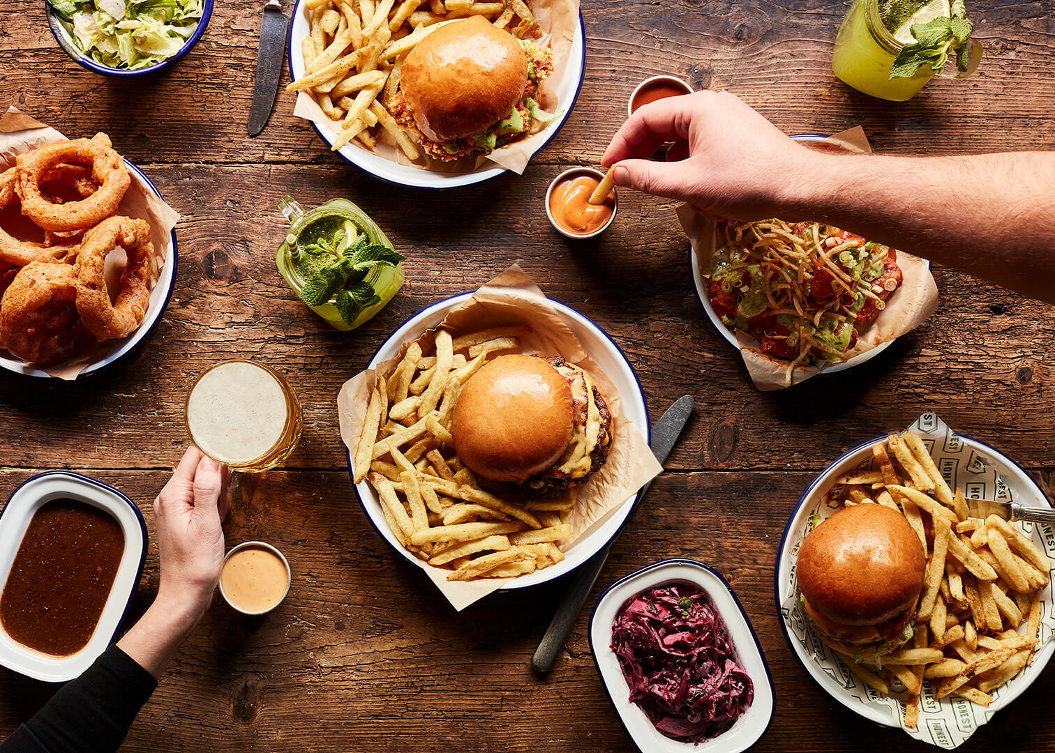 Honest Burgers table spread