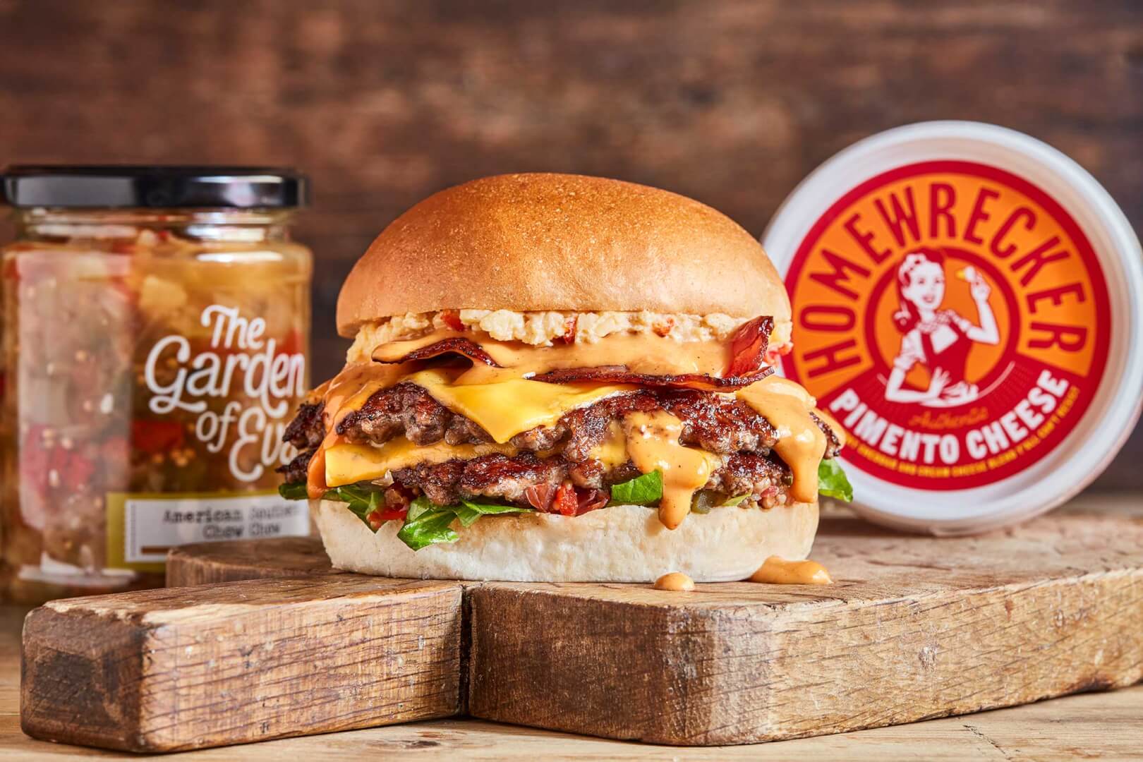 Double smashed deep south burger at honest