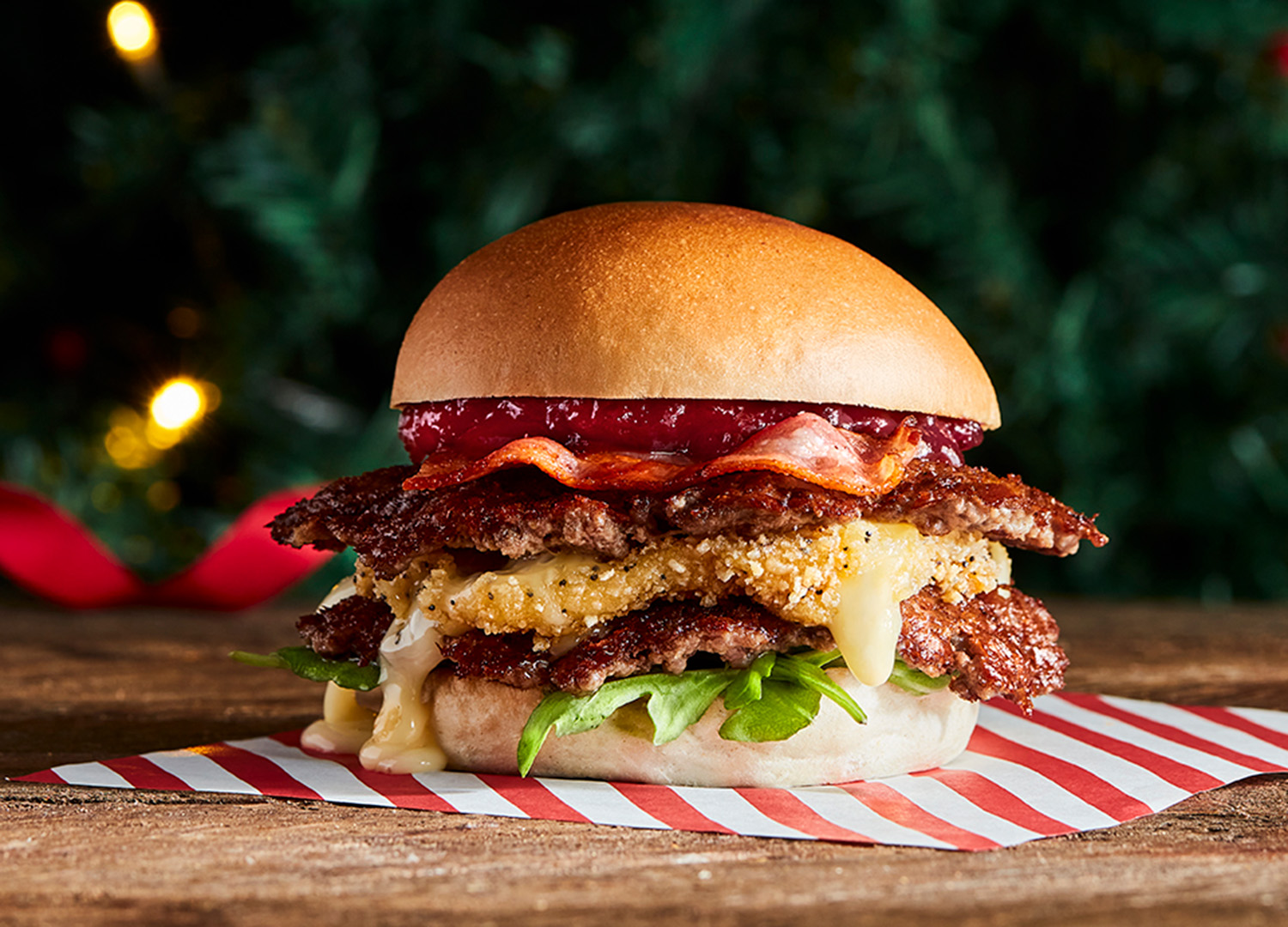 Camembert smashed christmas burger