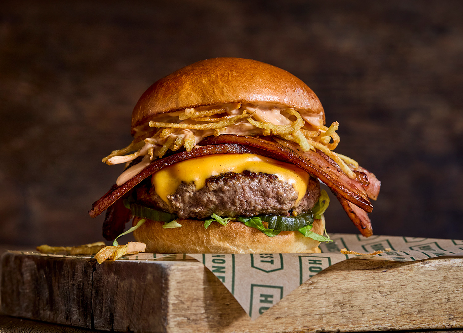 Ultimate bacon beef burger with classic patty