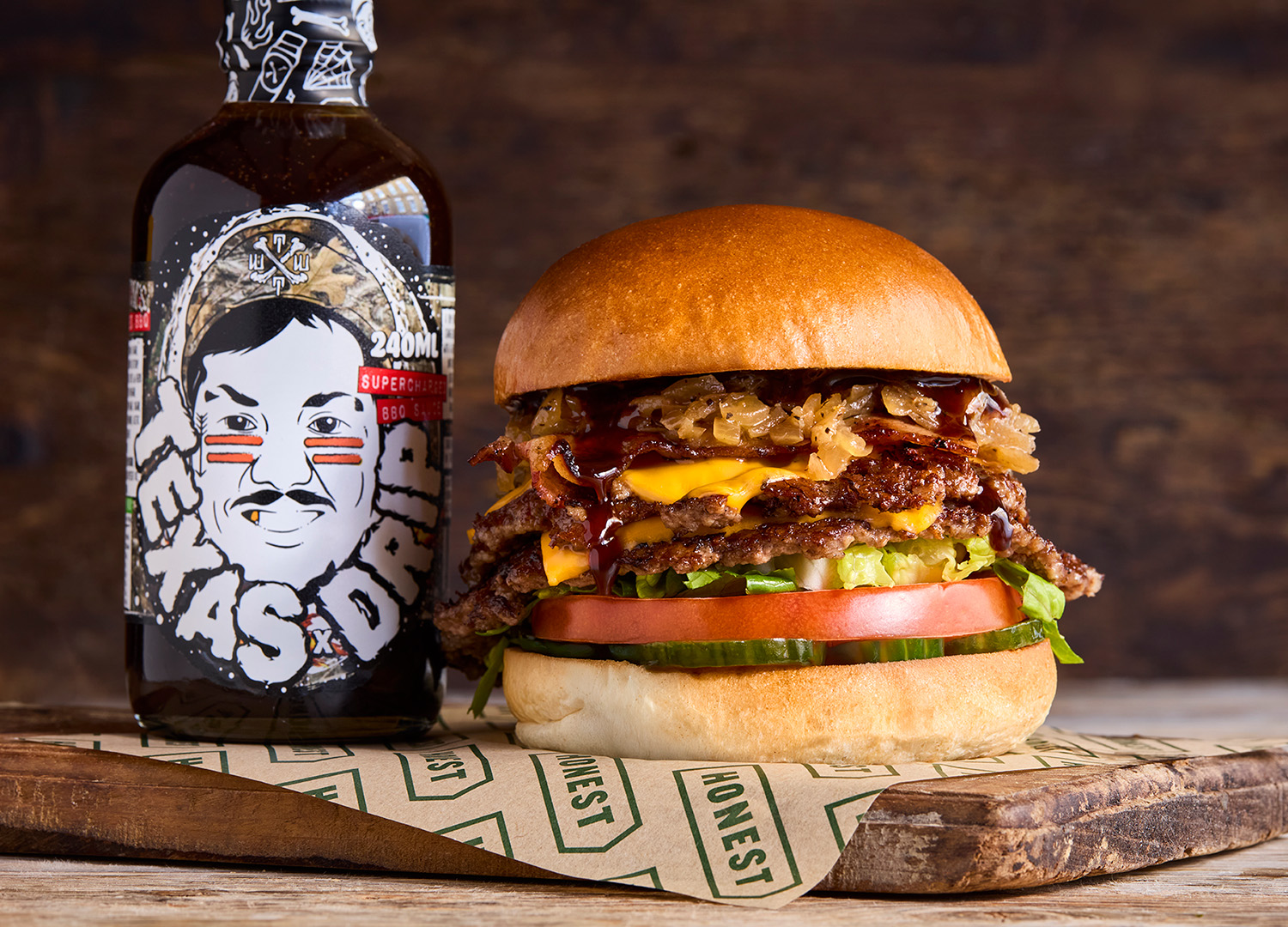 Bristol cabot circus local burger with bbq sauce