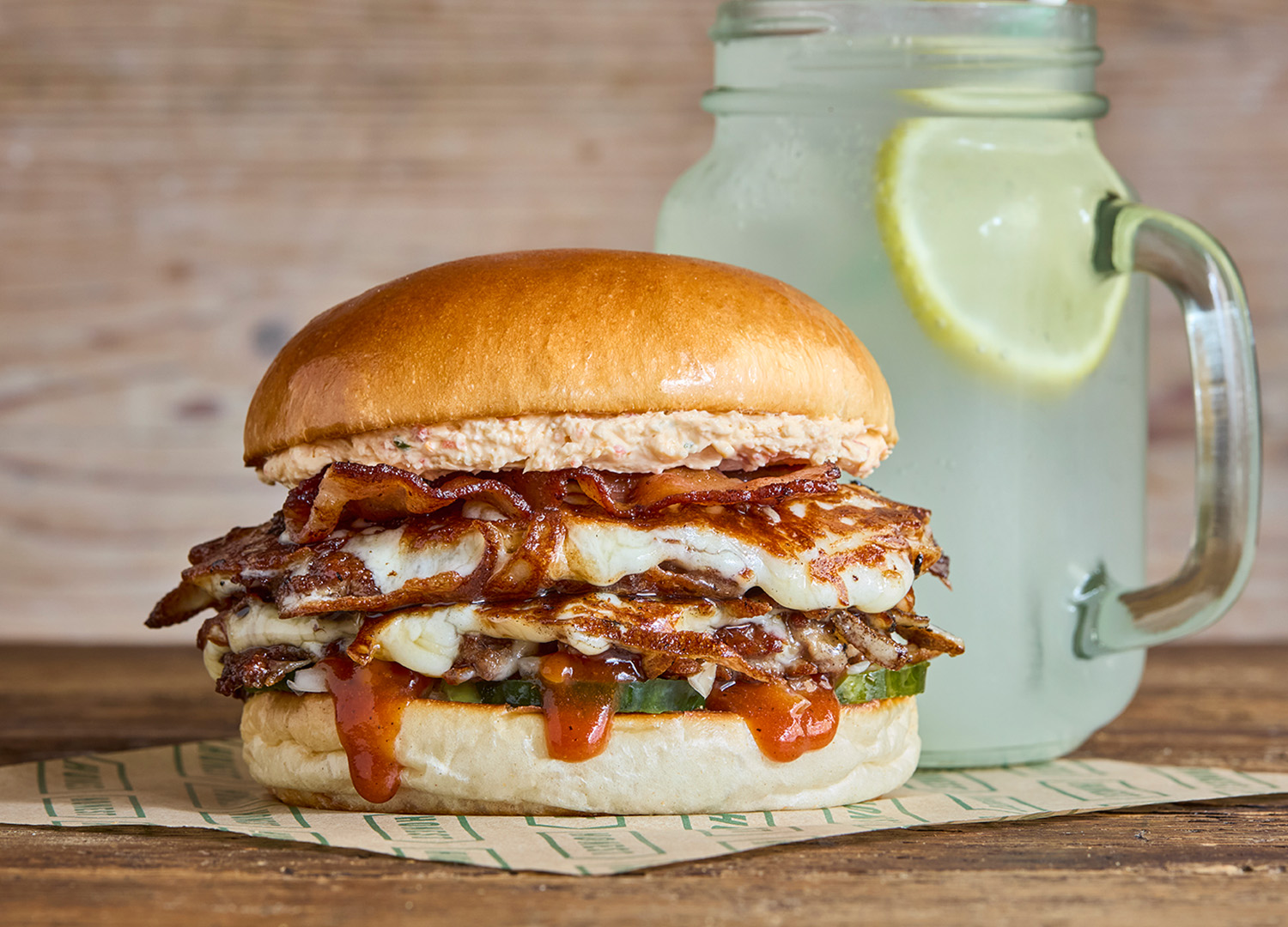 Kingston local burger with grilled mozzarella