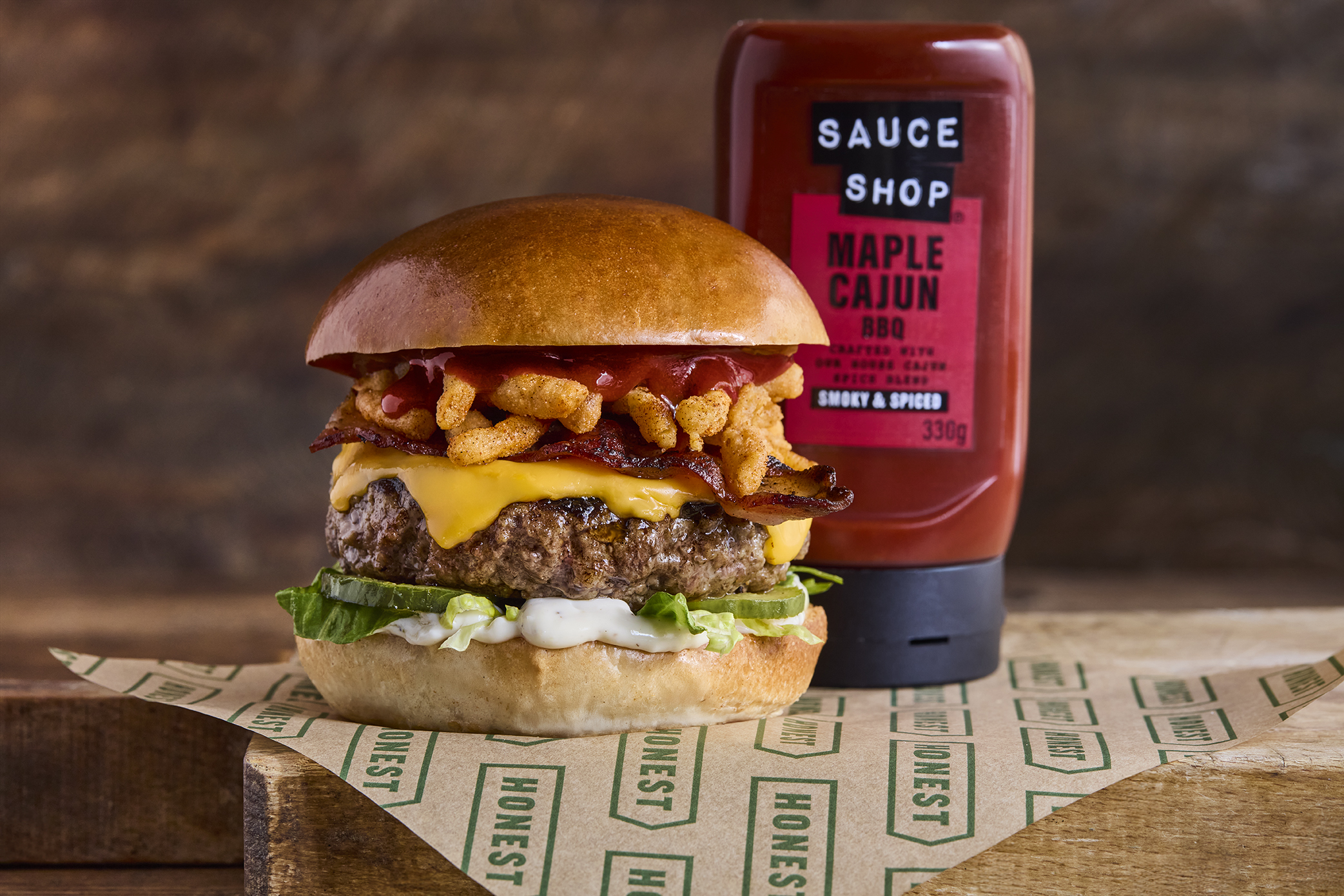 CAJUN BBQ BEEF BURGER WITH SAUCE SHOP