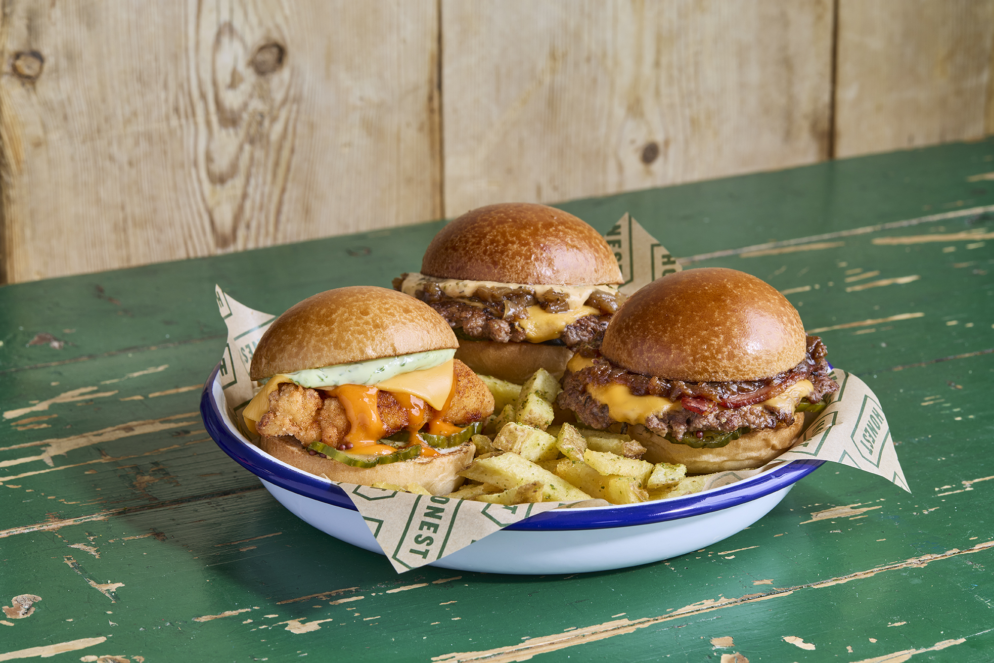 Honest Mighties on a plate with chips